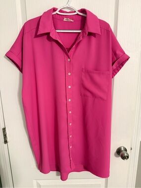 Women’s Hot Pink Button-Up Dress
